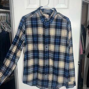 American Eagle Outfitters Blue and Cream Plaid Shirt